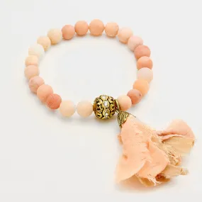 iLLASPARKZ Semi Precious Stone with Fabric Tassel Stretch Bracelet