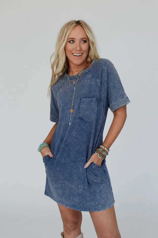 Indy Pocket Tee Dress - Denim