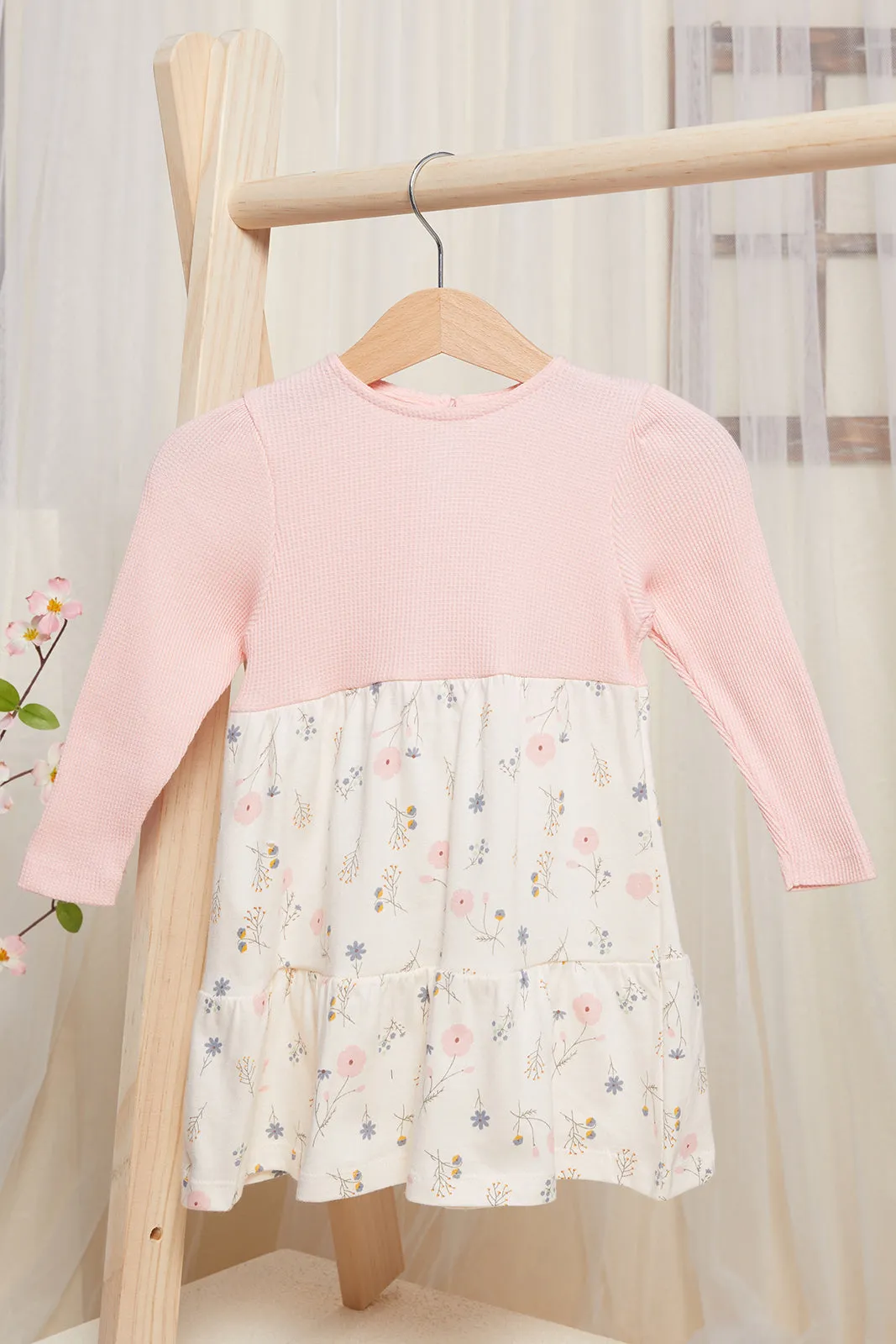 Infant Girls Pink Floral Printed Dress