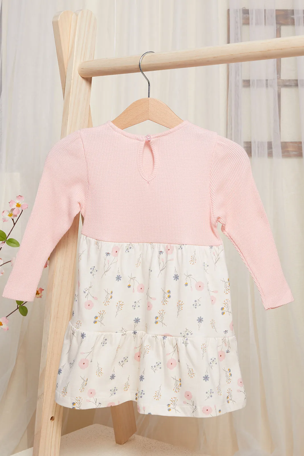 Infant Girls Pink Floral Printed Dress