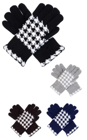 JG525 Houndstooth Pattern Soft Inside Fur Lining Gloves 12prs Pack)  (JSP)