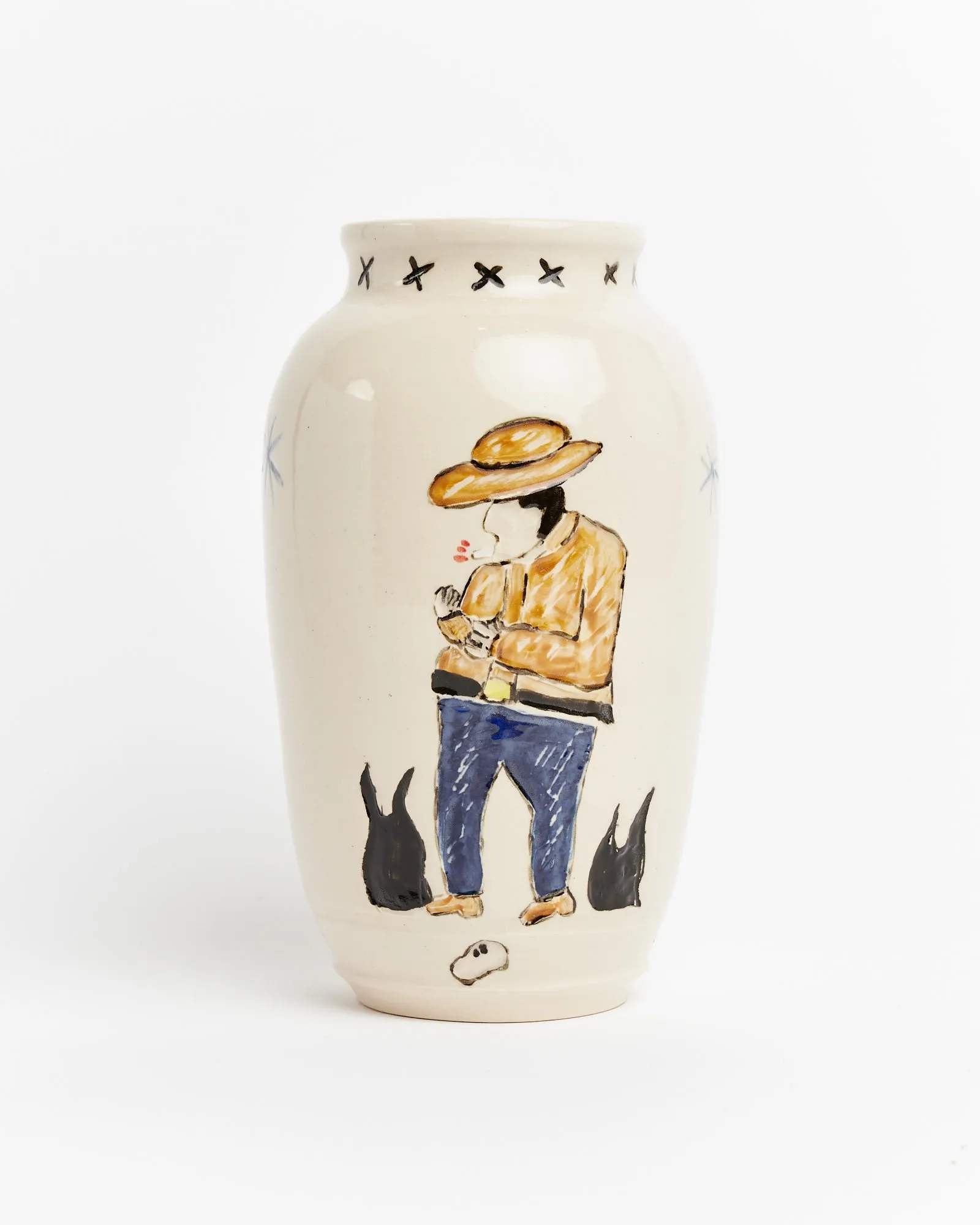 Lone Cowboy Vase