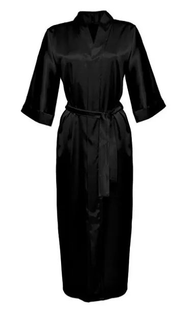 Long satin black kimono Iga