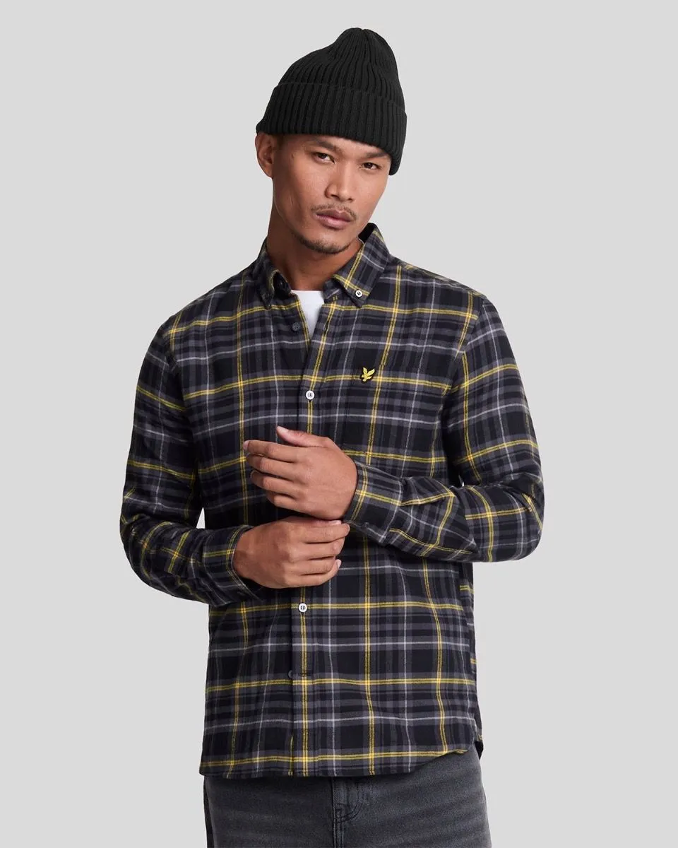 Lyle & Scott Flannel Check Long Sleeve Shirt Jet Black