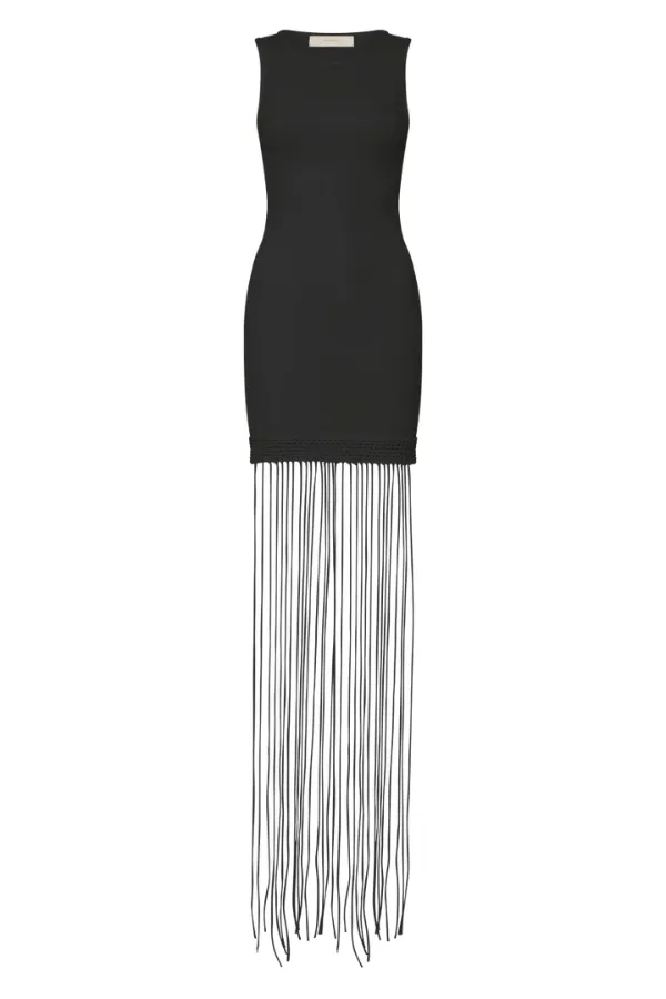 Maceio Fringed Dress Black