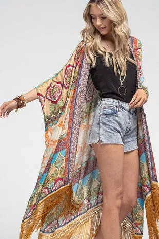 Marigold Fringe Summer Kimono