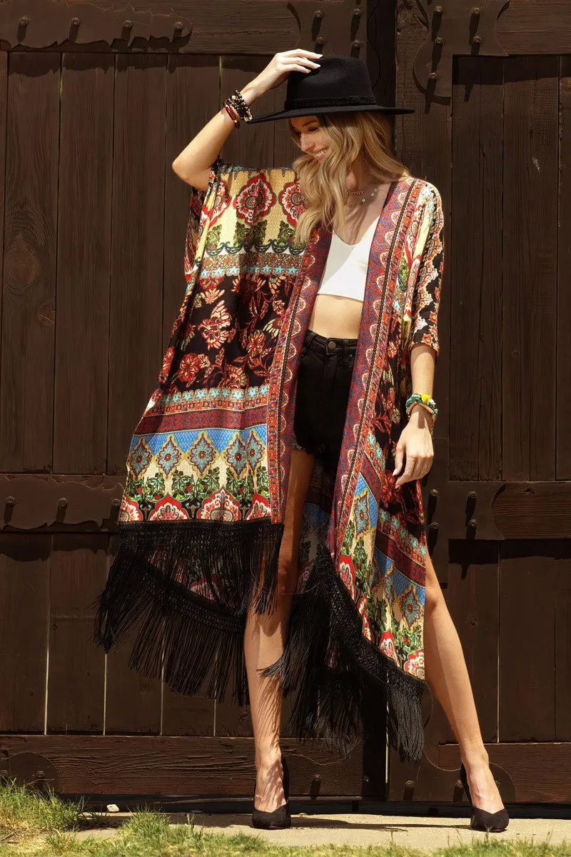 Marigold Fringe Summer Kimono