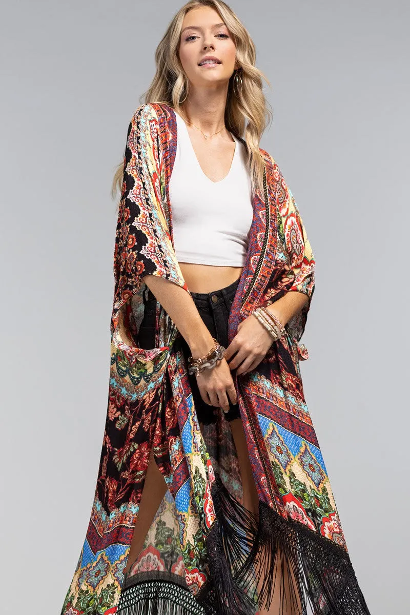 Marigold Fringe Summer Kimono