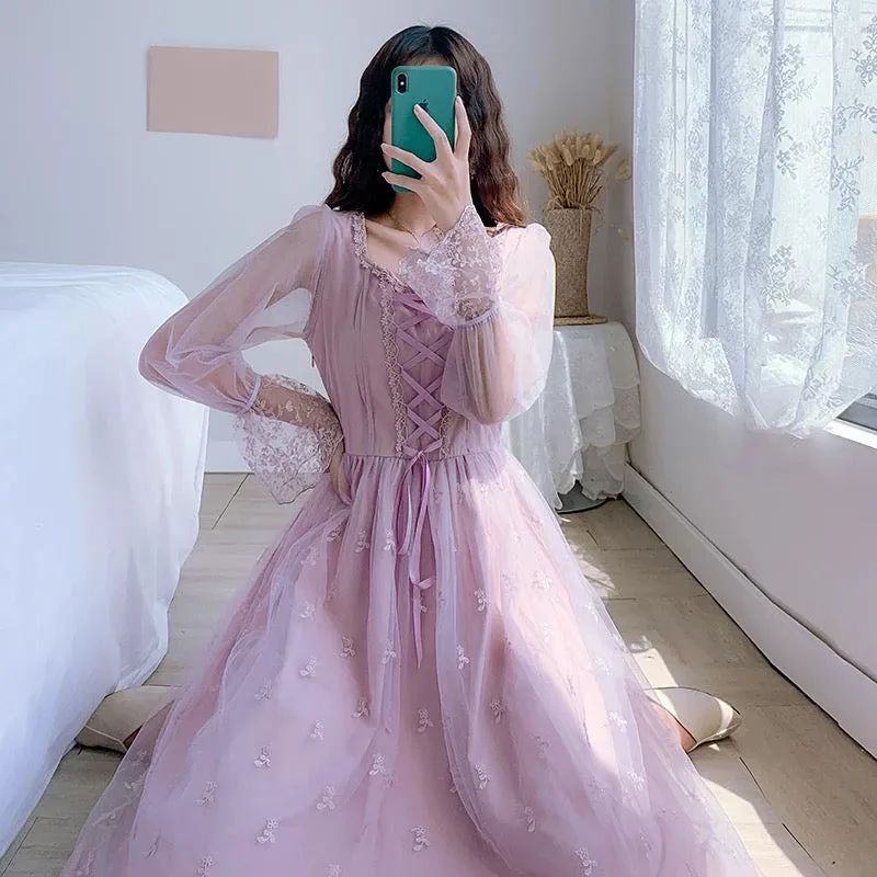 Misty Grace Romantic Vintage-Style Lace Fairy Princess Dress