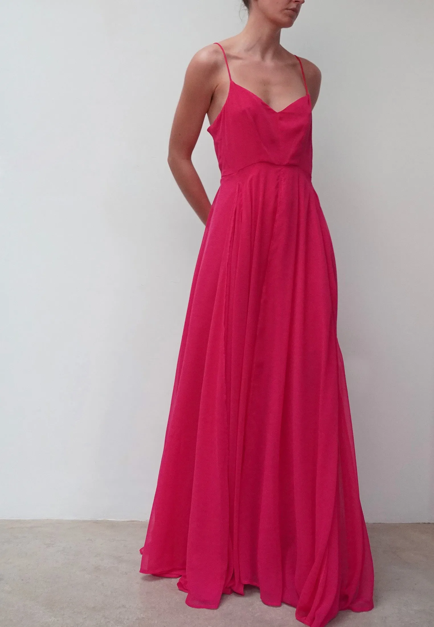 OLSEN MAXI DRESS HOT PINK