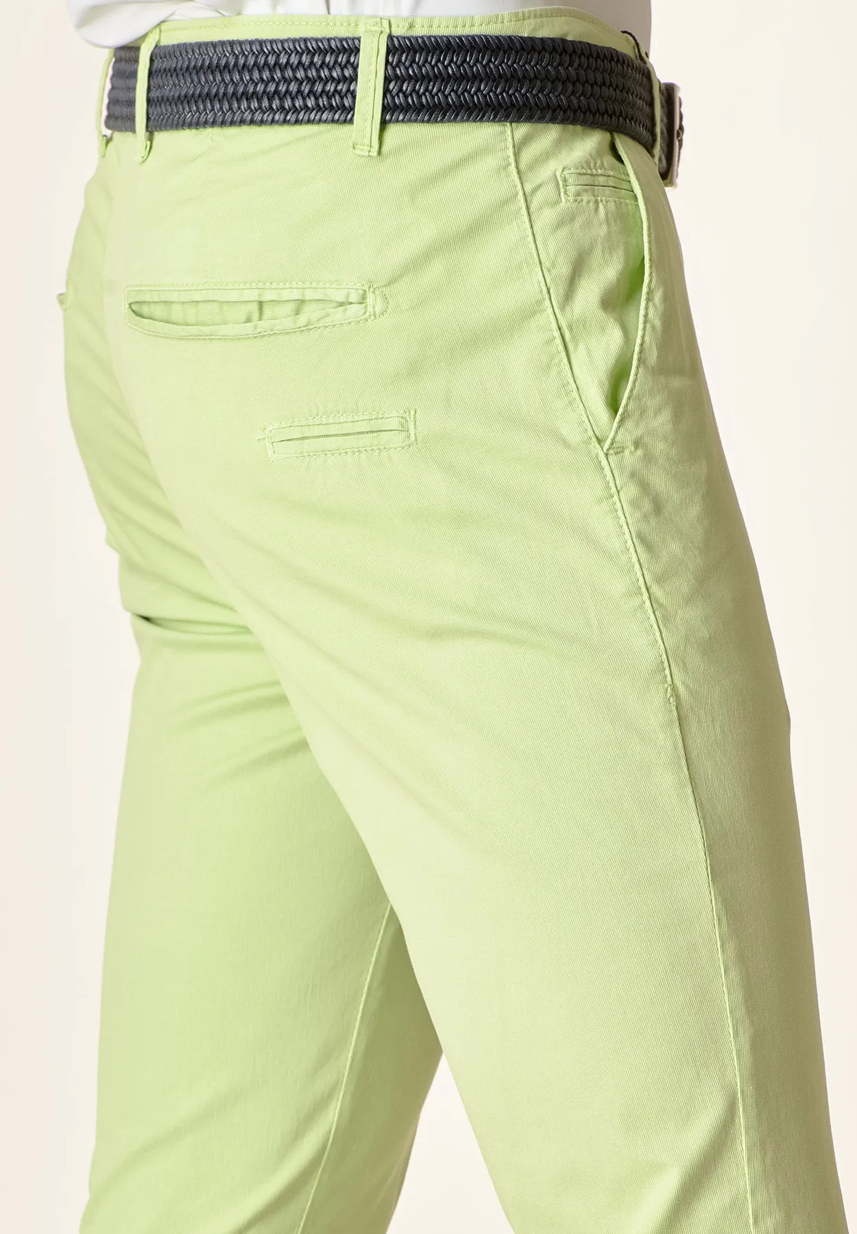 Pantalone verde mela armatura cotone stretch slim fit