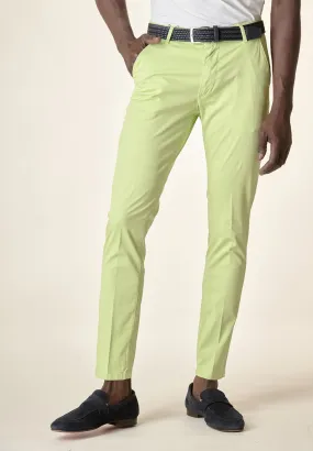 Pantalone verde mela armatura cotone stretch slim fit