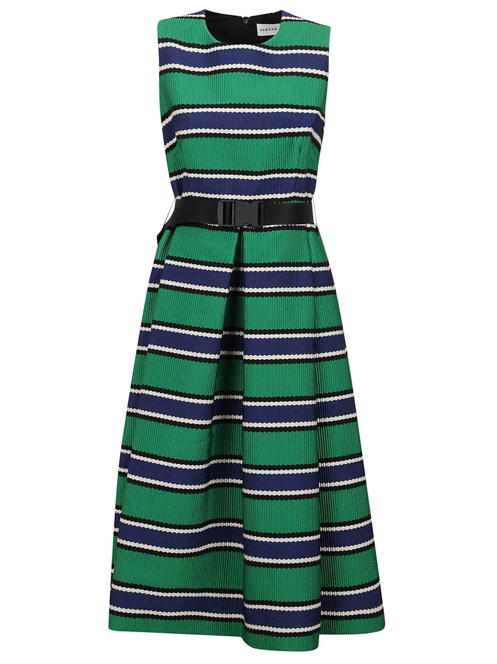 P.A.R.O.S.H. Striped Sleeveless Midi Dress