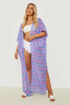 Plus Aztec Print Beach Kimono