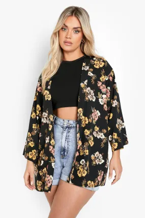 Plus Floral Print Kimono