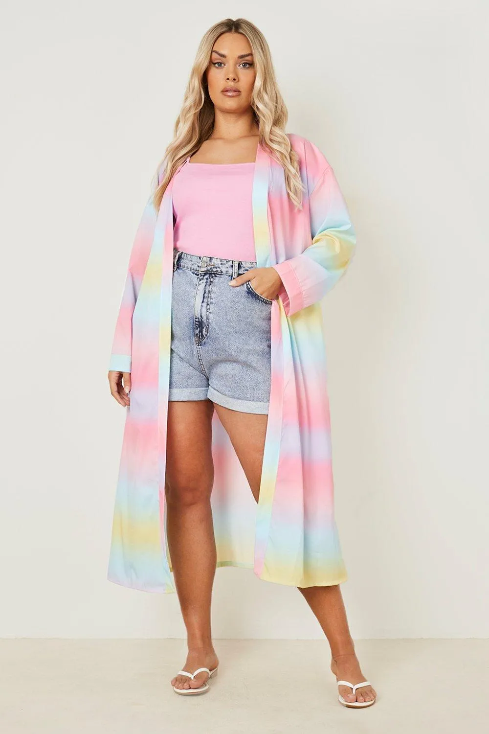 Plus Ombre Short Sleeve Kimono