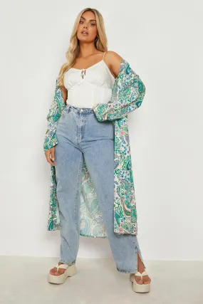 Plus Paisley Maxi Kimono