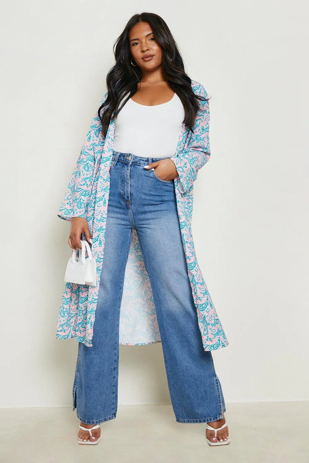 Plus Paisley Woven Midi Kimono