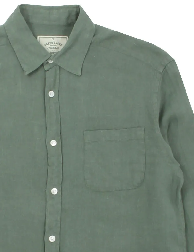 Portuguese Flannel Linen Long Sleeve Shirt Dry Green