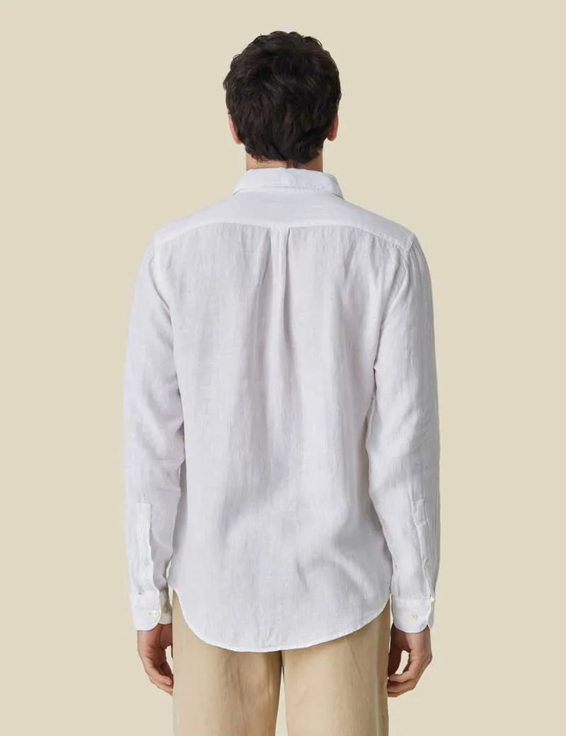 Portuguese Flannel Linen Long Sleeve Shirt White