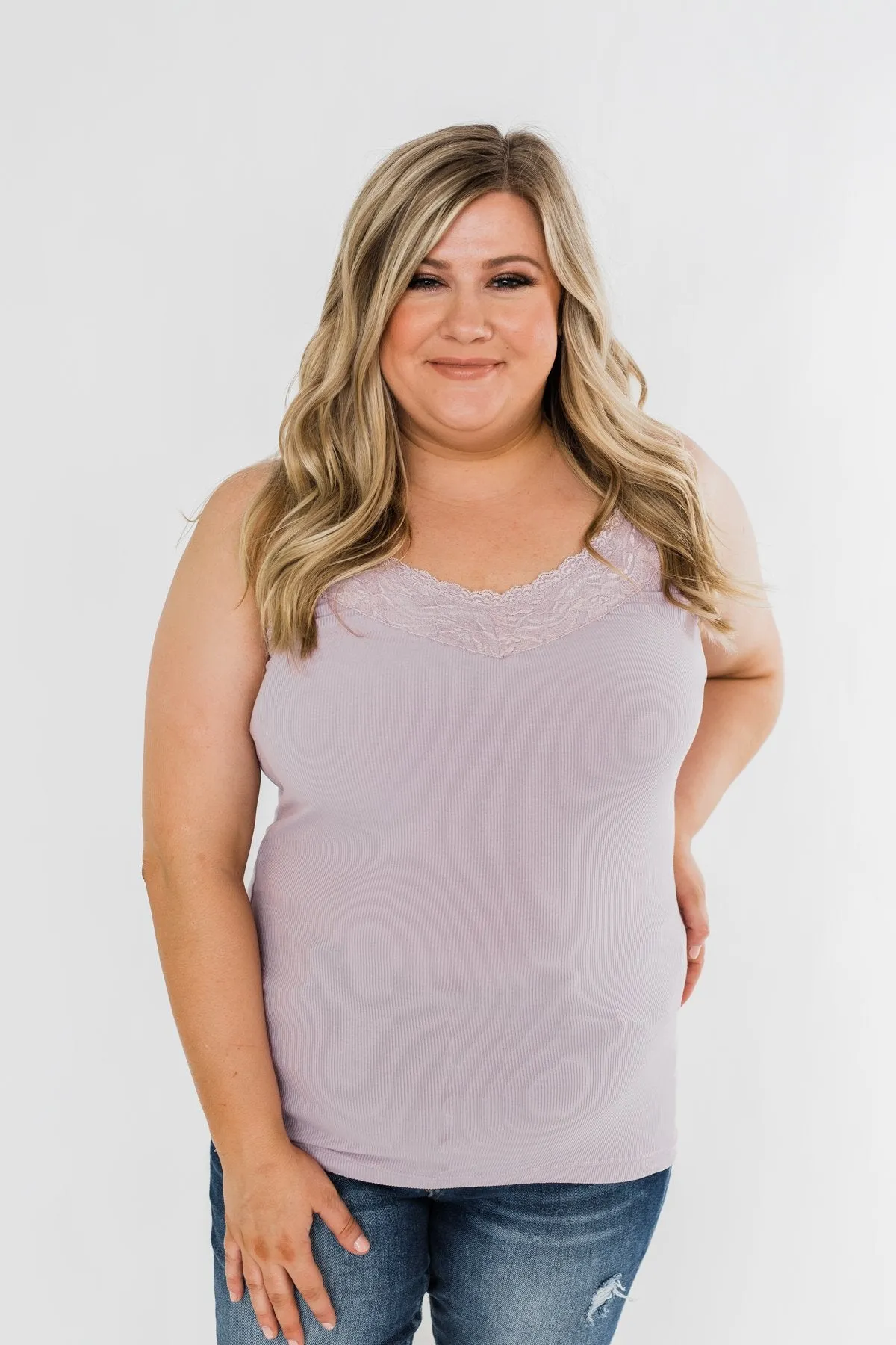 Pulse Basics Lace Trim Tank- Lilac