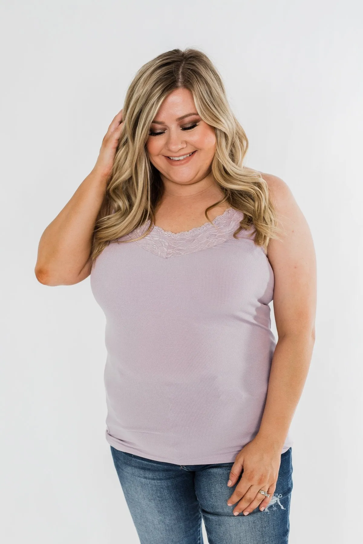 Pulse Basics Lace Trim Tank- Lilac