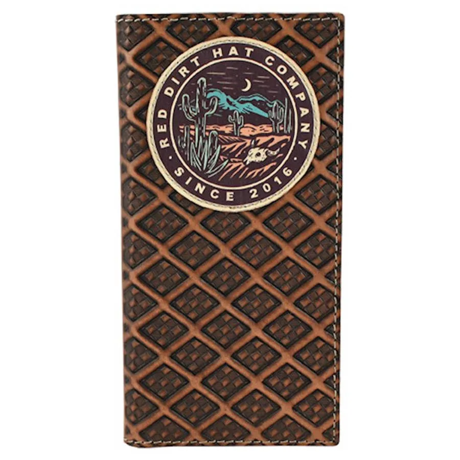 Red Dirt Hat Co. Men's Rodeo Desert Scene Logo Patch Wallet - Brown