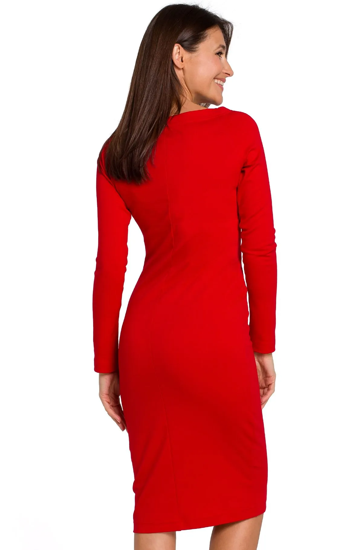 Red stretch bodycon dress