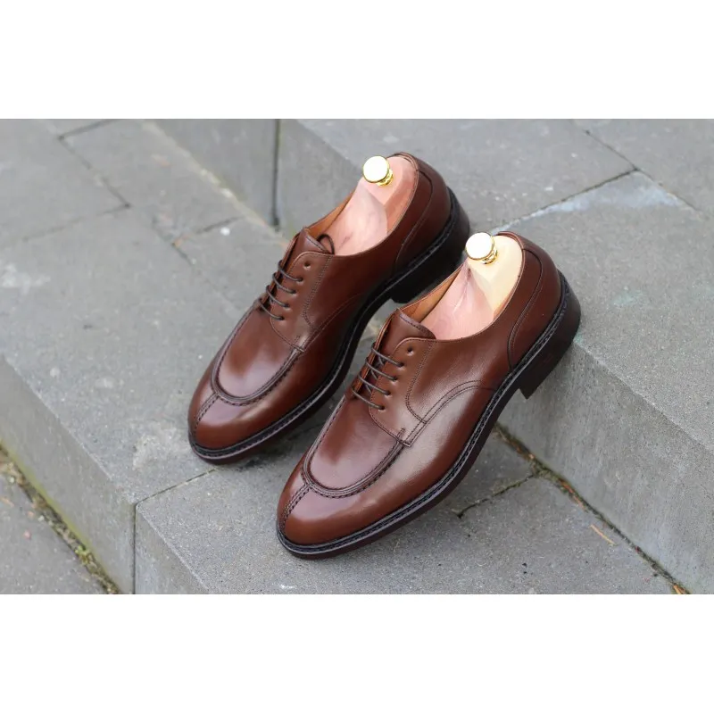 Split toe derby dark brown leather