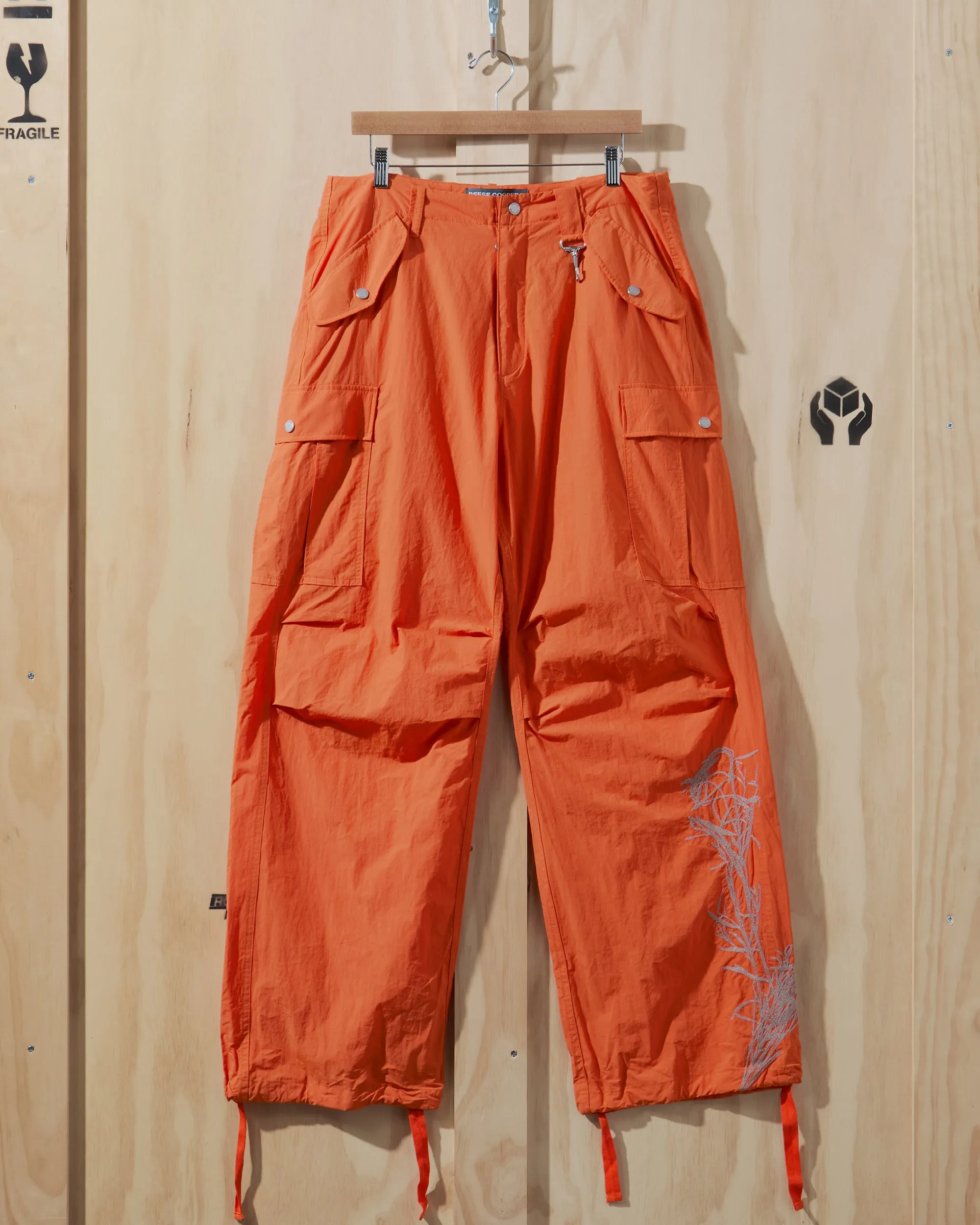 SS24 Desert Marigold Embroidered Nylon Cargo Pant in Orange