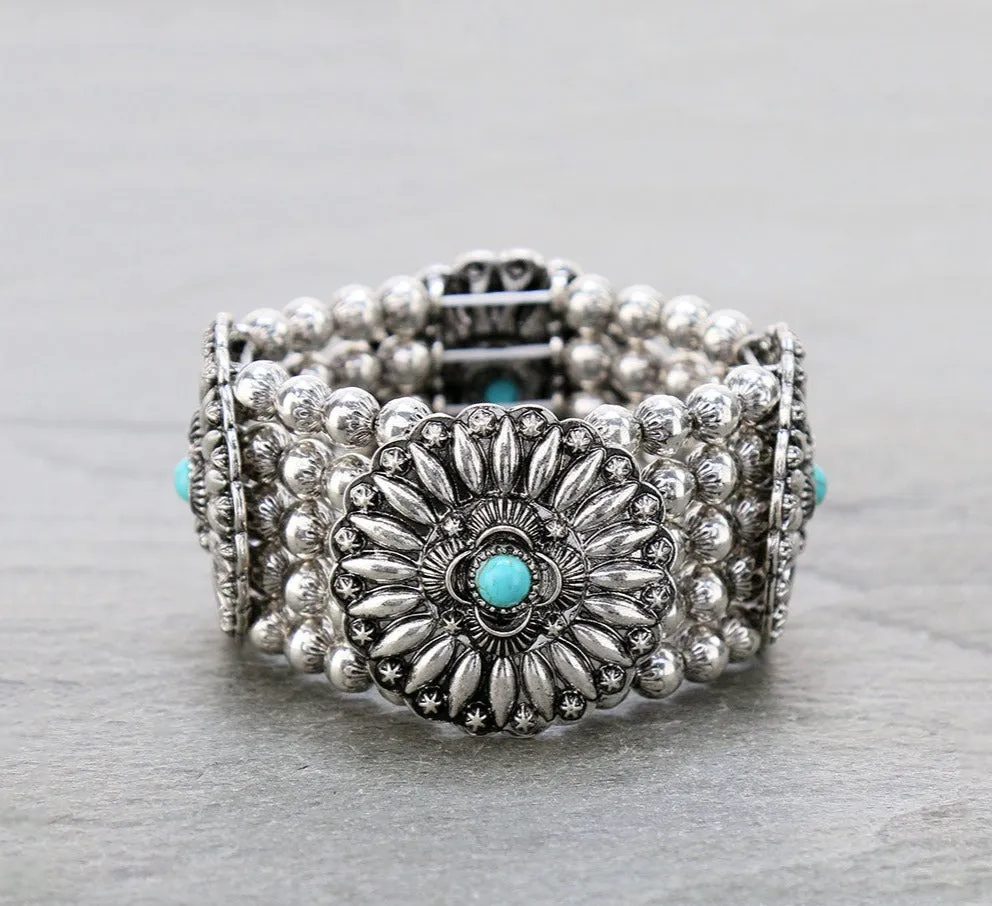 Sterling & Stitch Turquoise Statement Bracelet