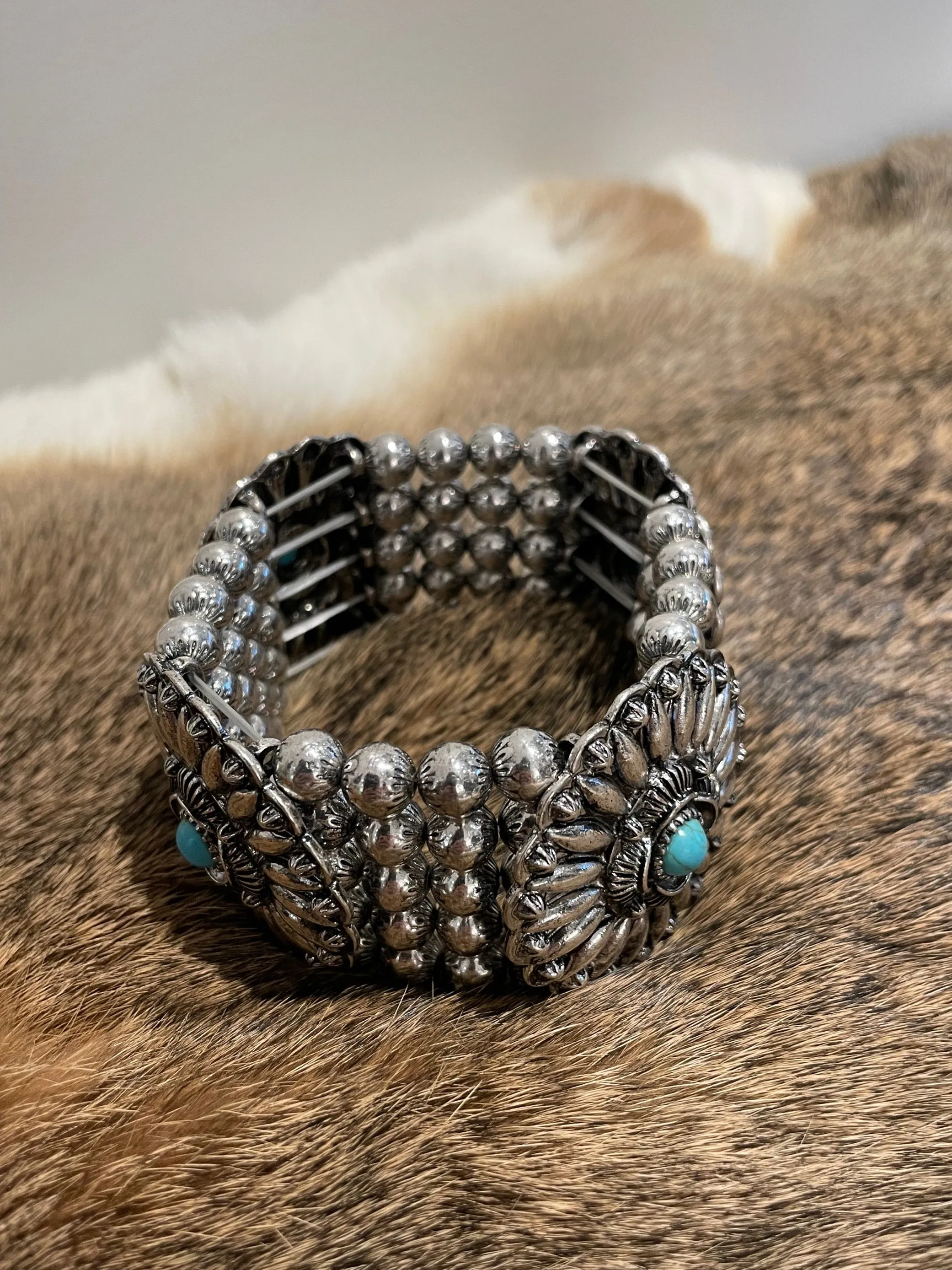 Sterling & Stitch Turquoise Statement Bracelet