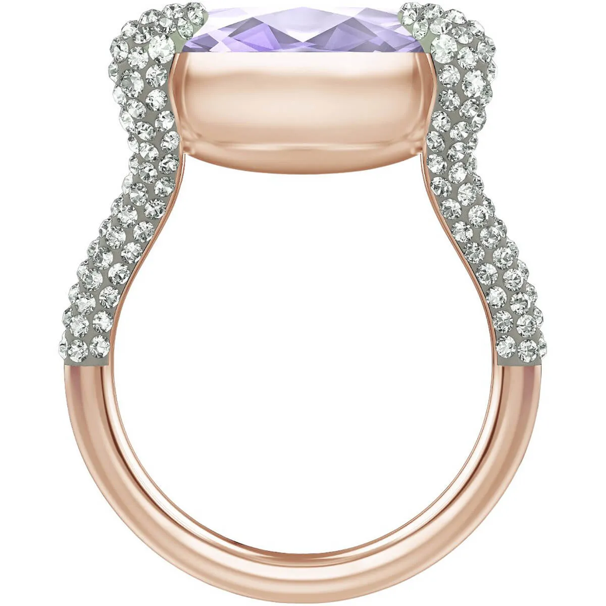 Swarovski Violet Crystal Cocktail Ring MAKE UP Rect, Rose Gold