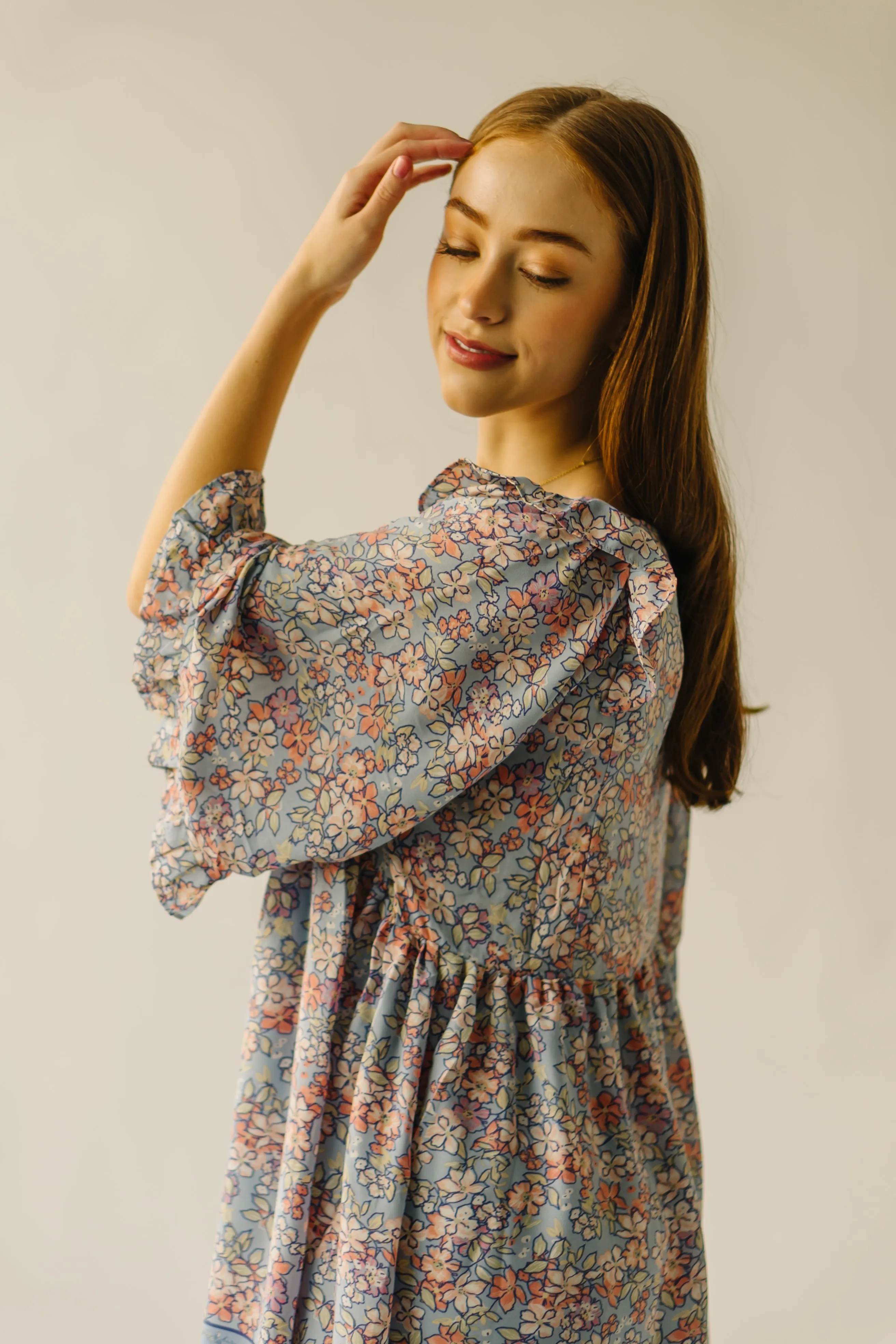 The Bethania Kimono Sleeve Babydoll Dress in Iris Blue