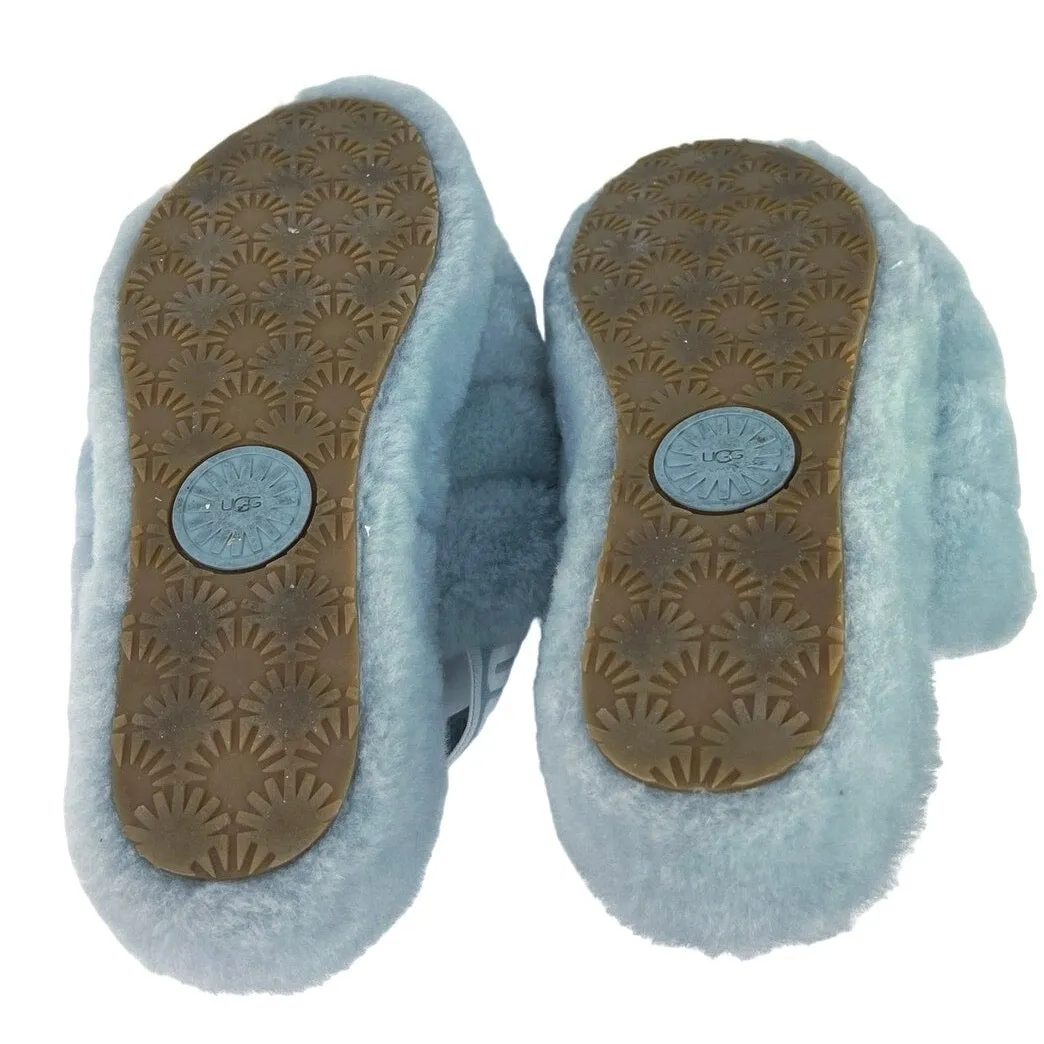 UGG Fluff Yeah Blue Sheepskin Lightweight Band Slingback Slide Slipper Size 6