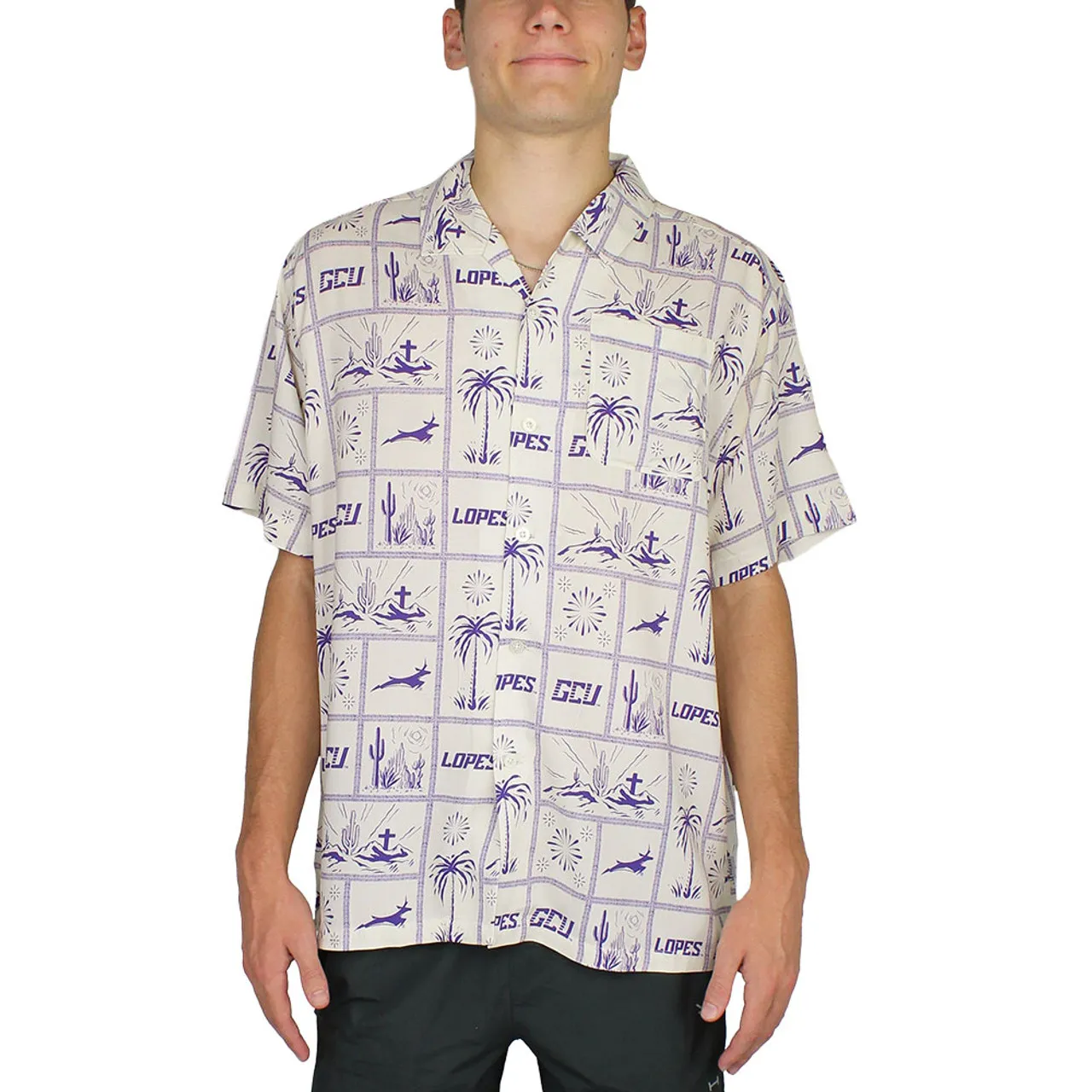 Uscape Men's White GCU Lopes Desert Scene Grid Button Down