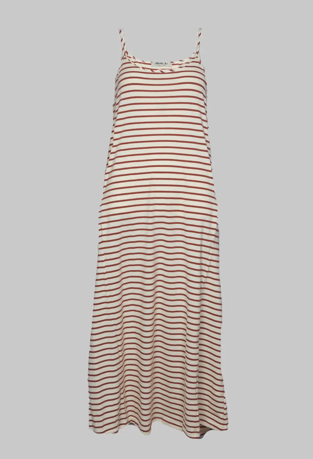 Vetro Dress with Thin Straps in Argilla and Latte