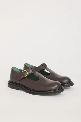 Vinnee T-Strap Derby Dark Brown Leather