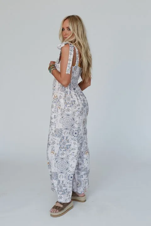 Whimsical Bloom Wide Leg Jumpsuit - Ivory