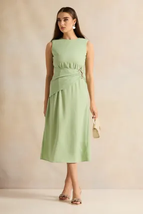 Women Mint Sleeveless Embellished Dress