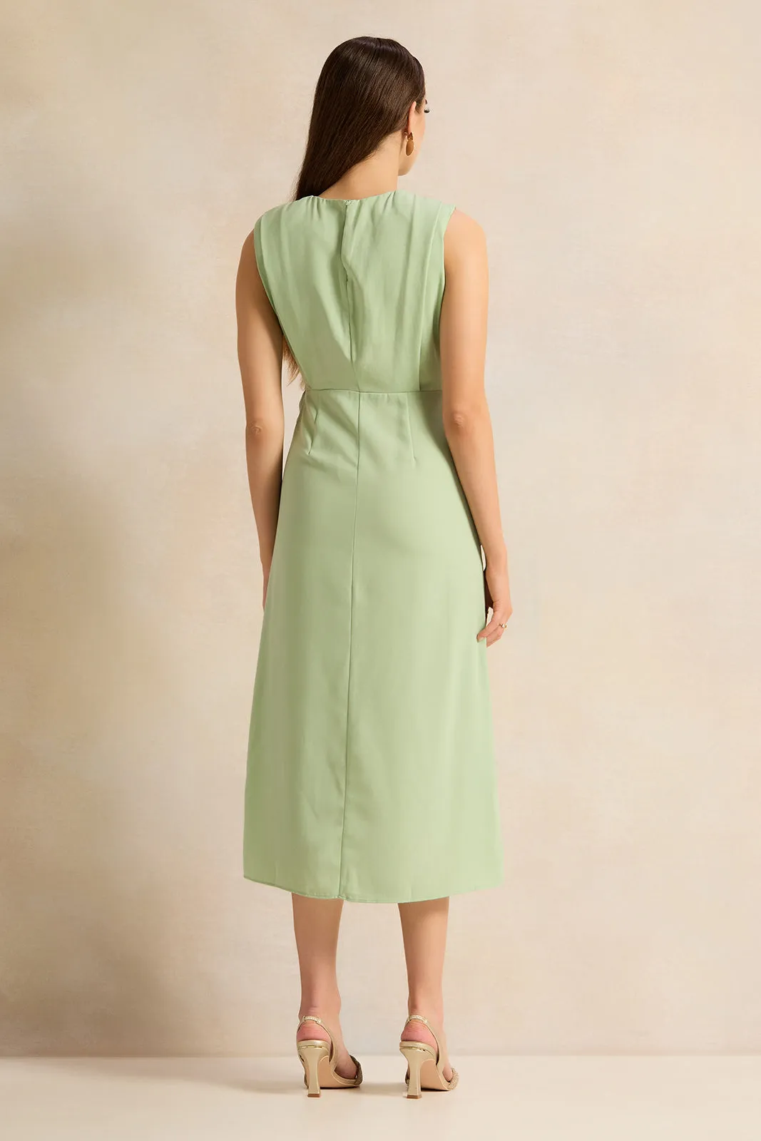 Women Mint Sleeveless Embellished Dress