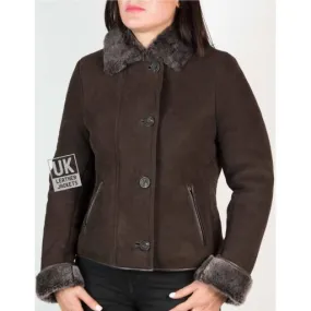 Womens Brown Shearling Sheepskin Jacket - Aspen - Superior Quality| Free UK Delivery