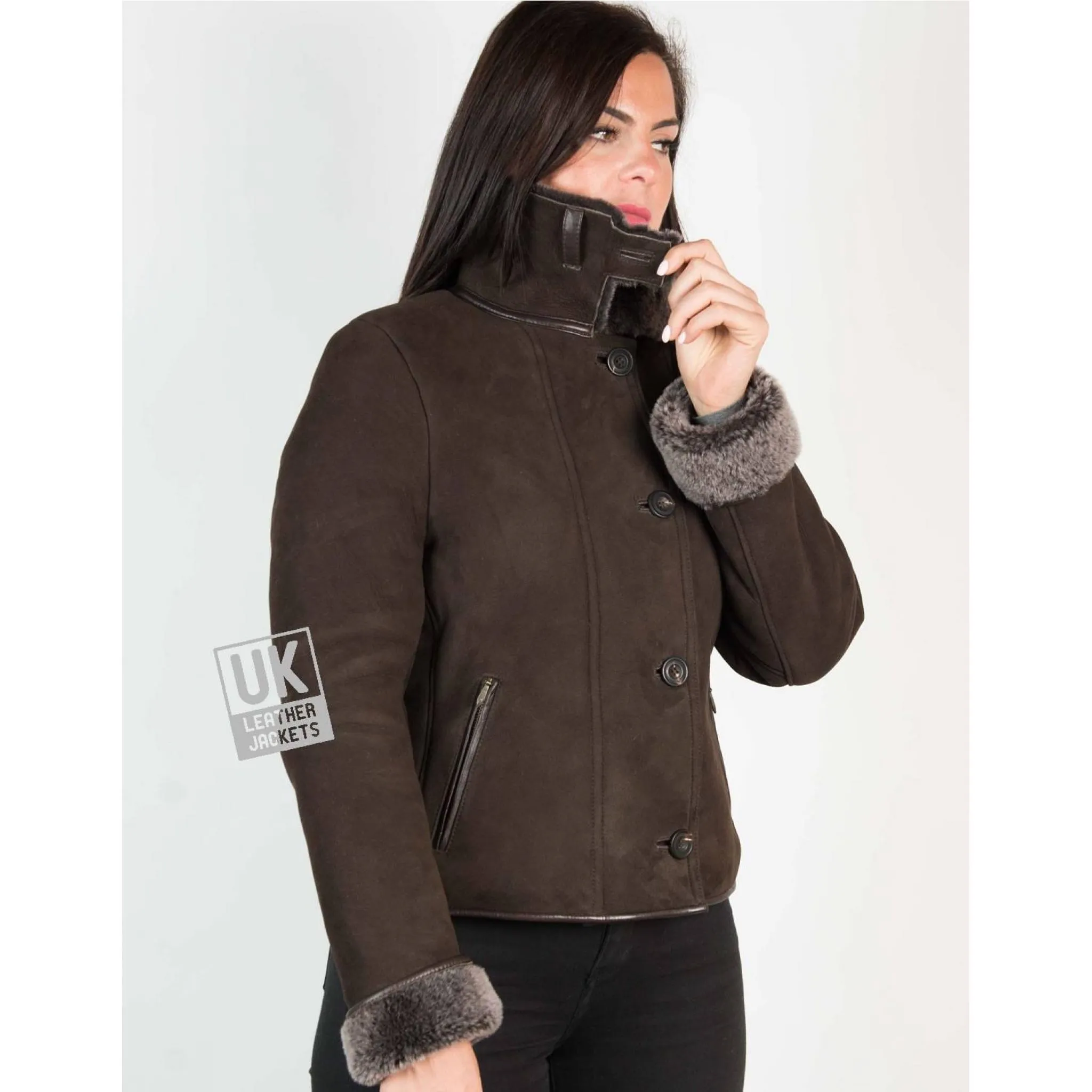 Womens Brown Shearling Sheepskin Jacket - Aspen - Superior Quality| Free UK Delivery