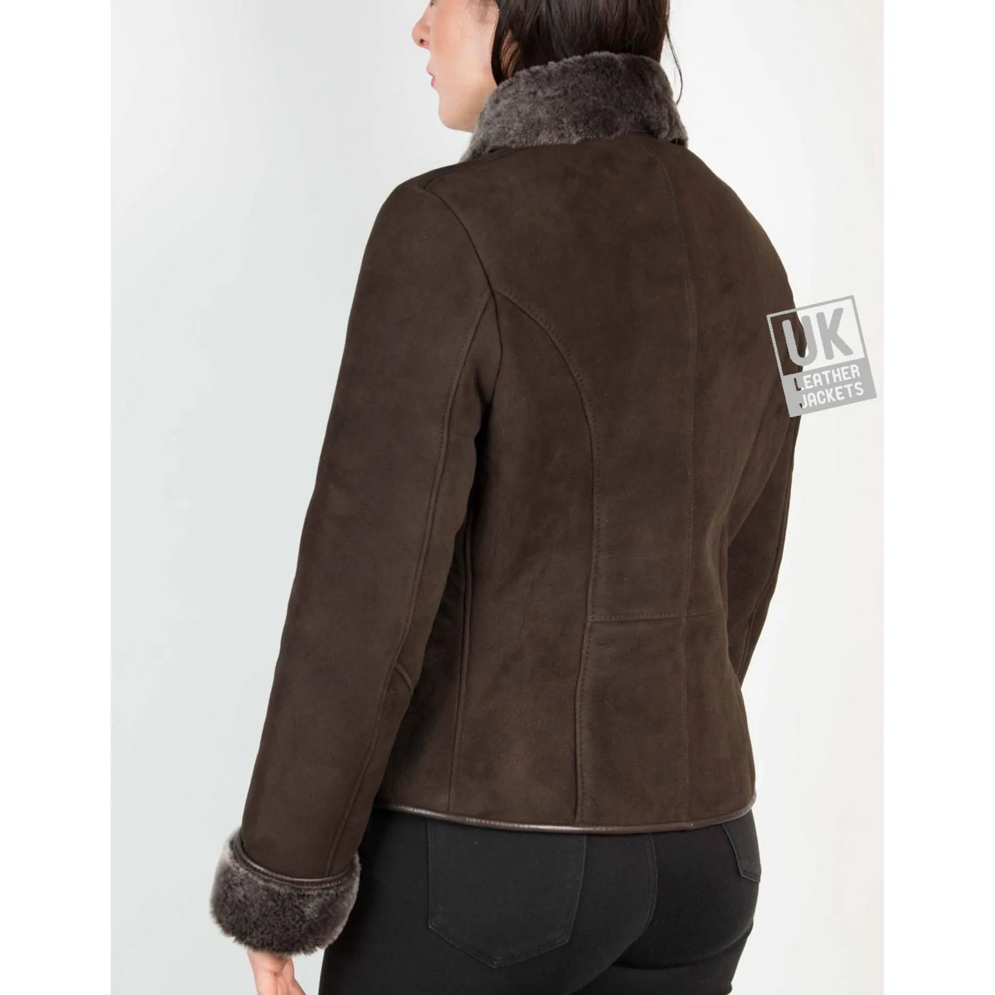 Womens Brown Shearling Sheepskin Jacket - Aspen - Superior Quality| Free UK Delivery