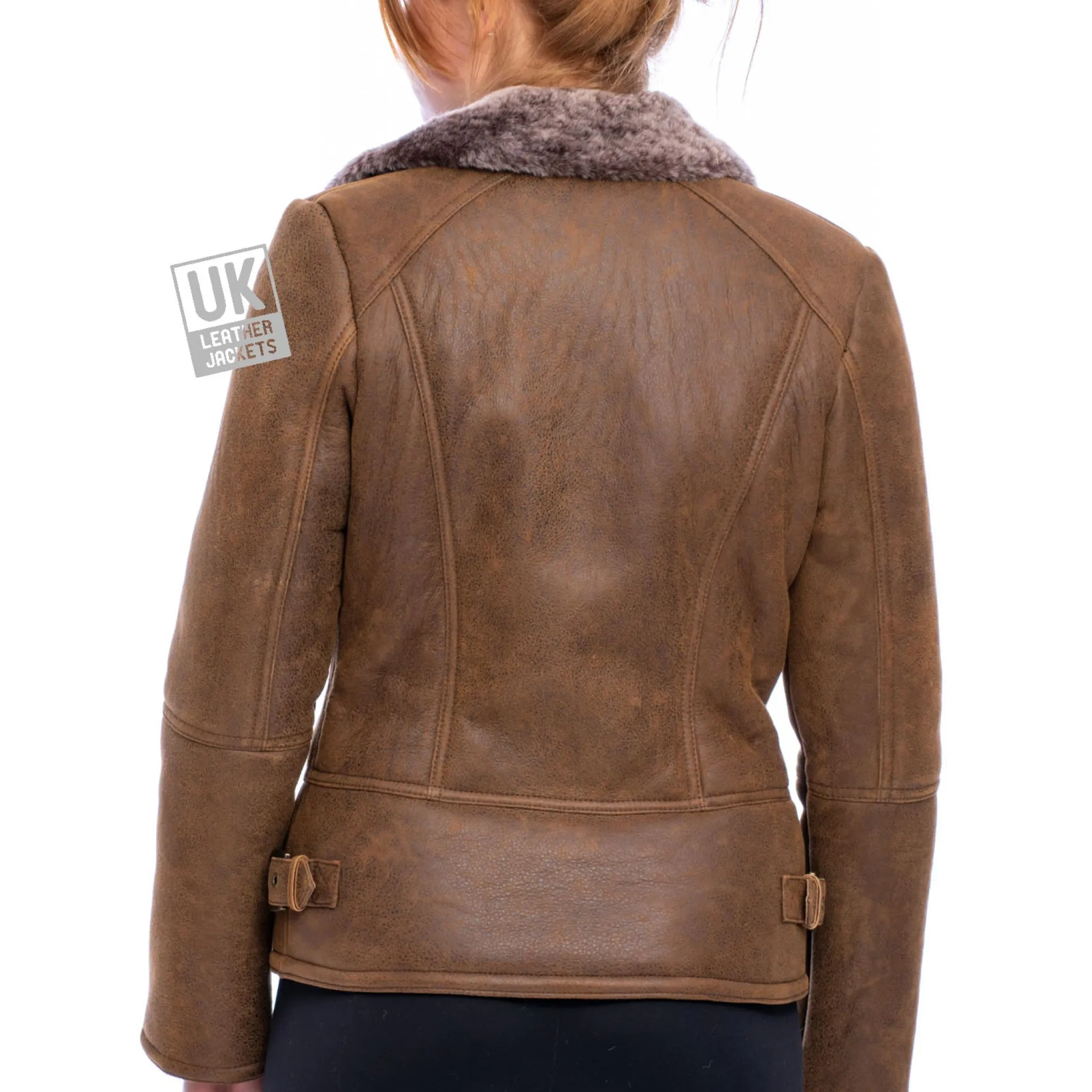 Womens Sheepskin Flying Jacket - Sierra - Light Chestnut | UK LJ