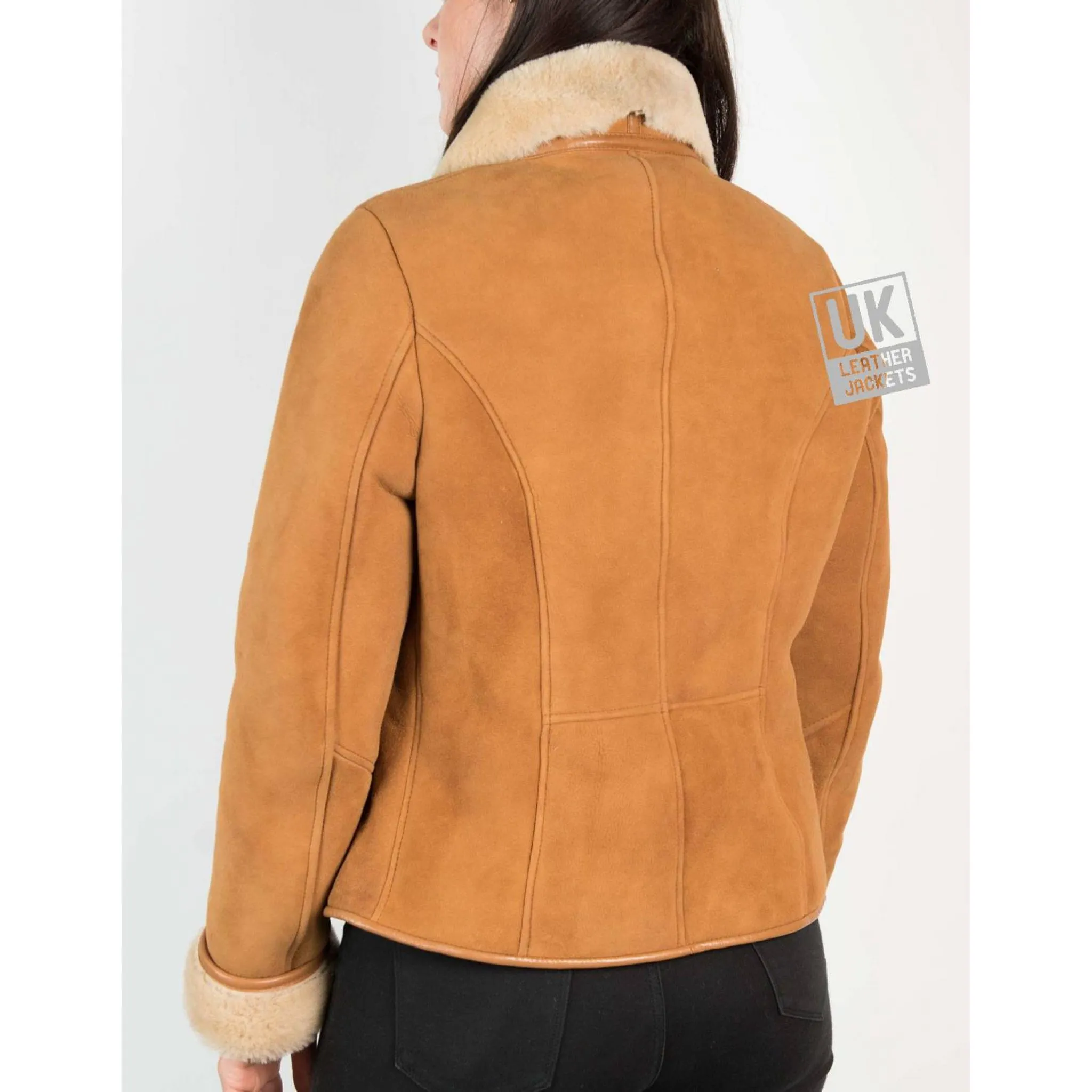 Womens Tan Shearling Sheepskin Jacket - Aspen - Superior Quality | Free UK Delivery