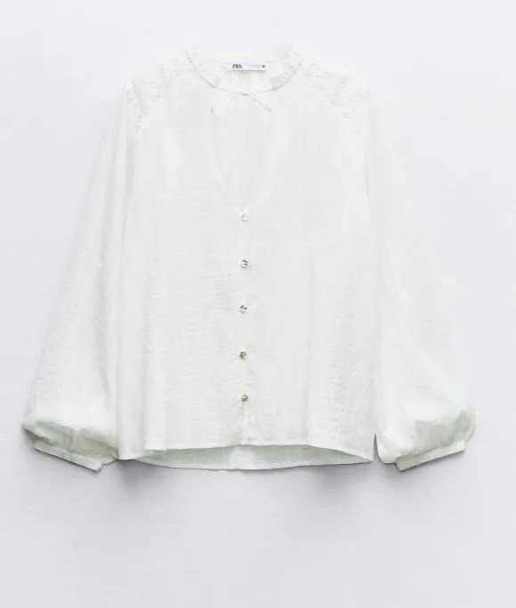 ZARA  |SEMI-SHEER LACE TOP